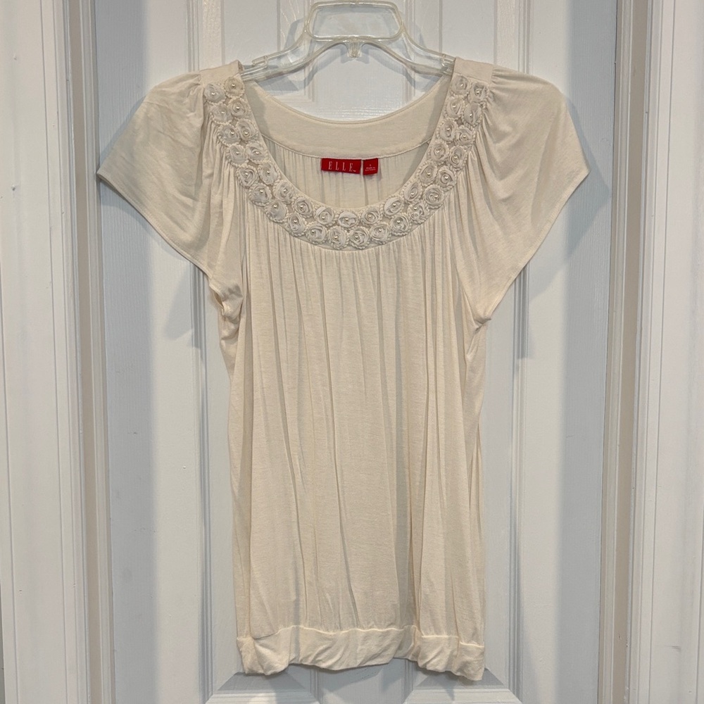 Elle Cream Embellished Blouse
